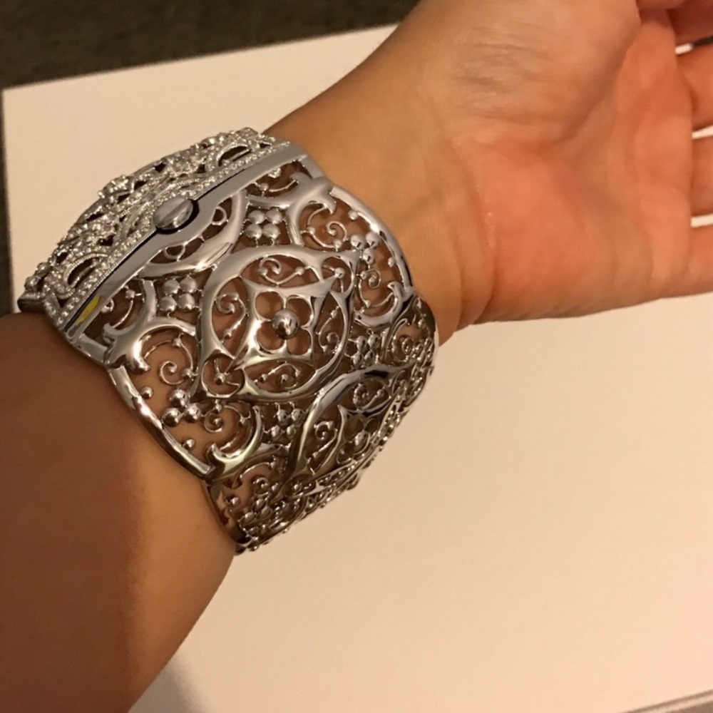 Nadri Statement Cuff Bracelet Embellished With Cr… - image 6